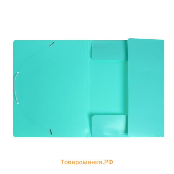 Папка на резинке А4, 500 мкм, Calligrata, Pastel, корешок 20 мм, до 150 листов, тиснение "песок", мятный