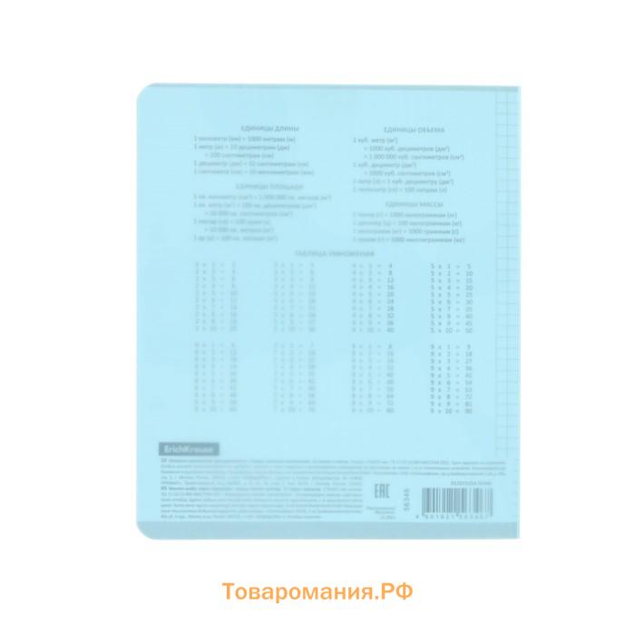 Тетрадь 12 листов в клетку, ErichKrause «Классика» CoverPrо Pastel, в клетку, пластиковая обложка, мятная