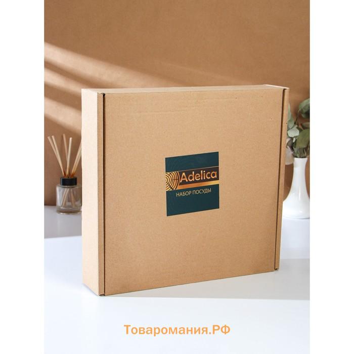 Менажница деревянная Adelica, 3-х ярусная с подставкой для вина, d=30×1,8 см, d=26×1,8 см, d=20×1,8 см, берёза, в подарочной коробке