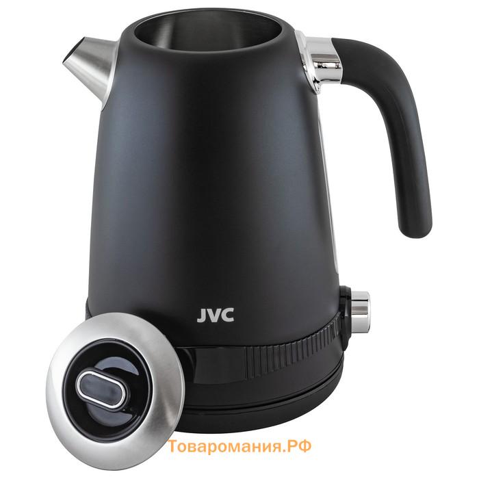 Чайник электрический jvc JK-KE1730, металл, 2200 Вт, 1.7 л, чёрный