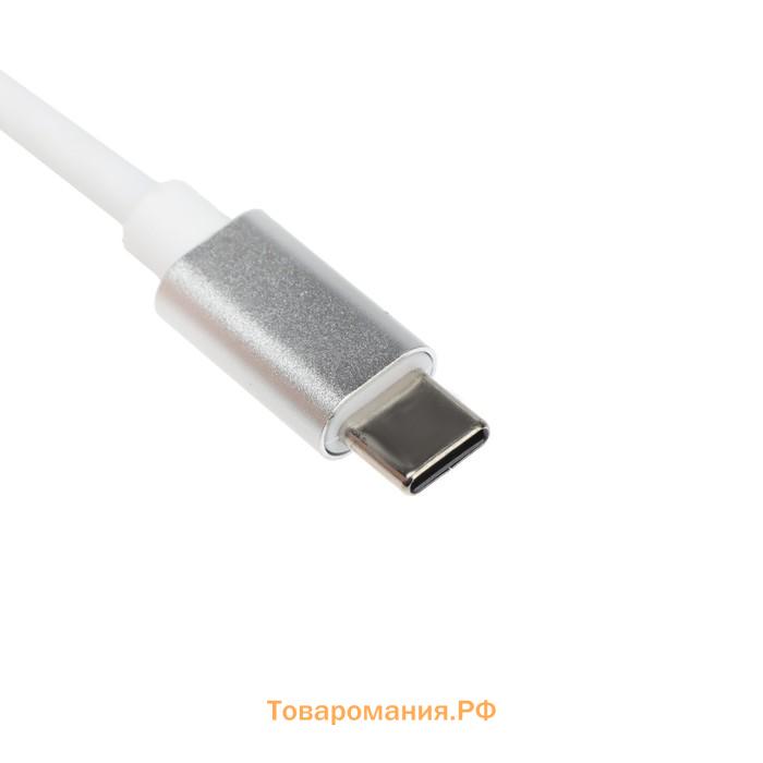 Адаптер Red Line Lite, Type-C - 2 USB/microUSB/microSD/SD, серебристый