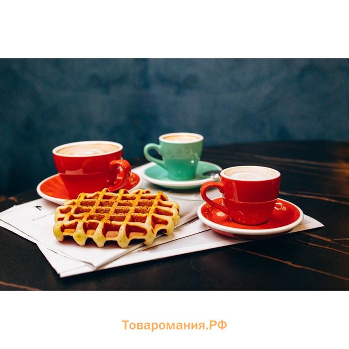 Кофейная пара фарфоровая Magistro Coffee time, 2 предмета: чашка 280 мл, блюдце d=15,5 см, цвет красный