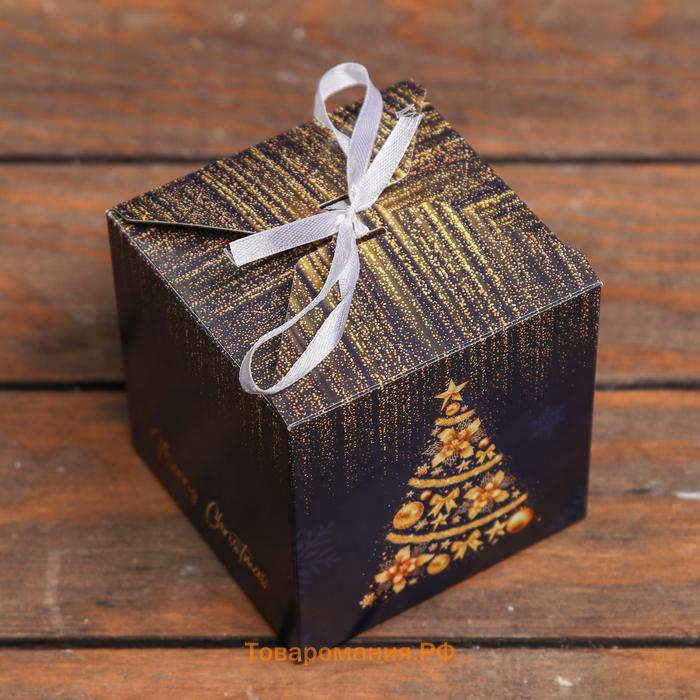 Коробка складная, подарочная новогодняя Merry christmas 10×10×10 см