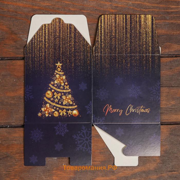 Коробка складная, подарочная новогодняя Merry christmas 10×10×10 см