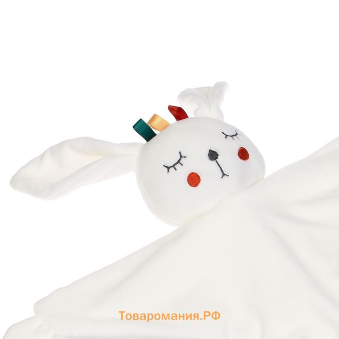 Комфортер - игрушка для сна новорожденных, Крошка Я «Зайка Бонни», погремушка, прорезыватель, белый