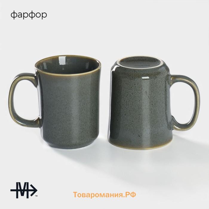 Набор кружек Magistro Fog, 350 мл, 2 шт., фарфор, зелёный