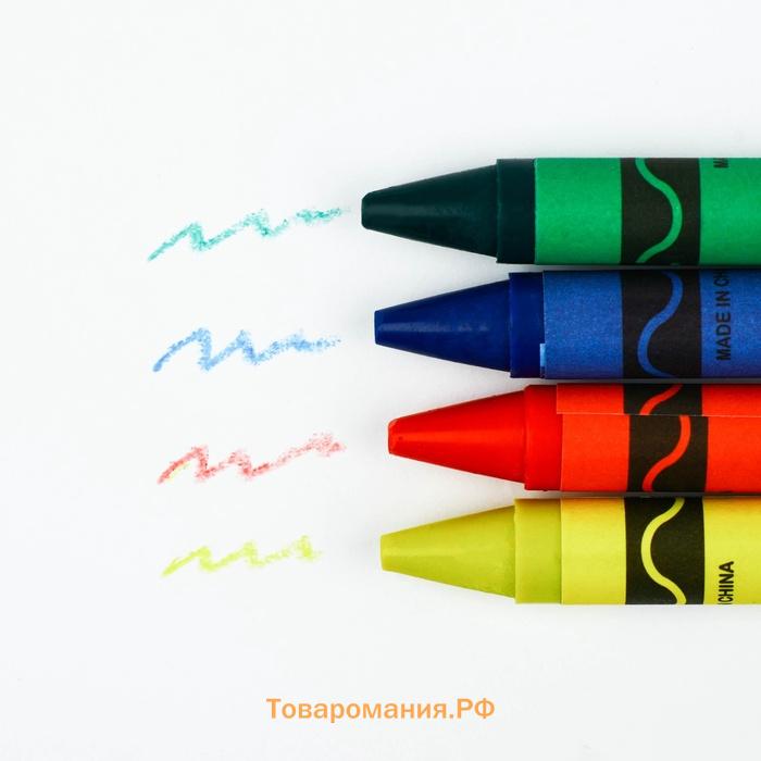 Подарочный набор, блокнот-раскраска, трафарет, наклейки и восковые мелки «Юному герою»