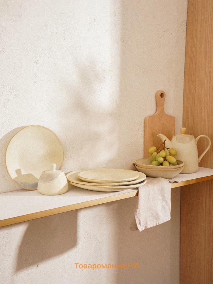 Заварочный чайник SL Home «Волны Сардинии», 1.3 л, 22.5×11×19 см, фарфор, бежевый