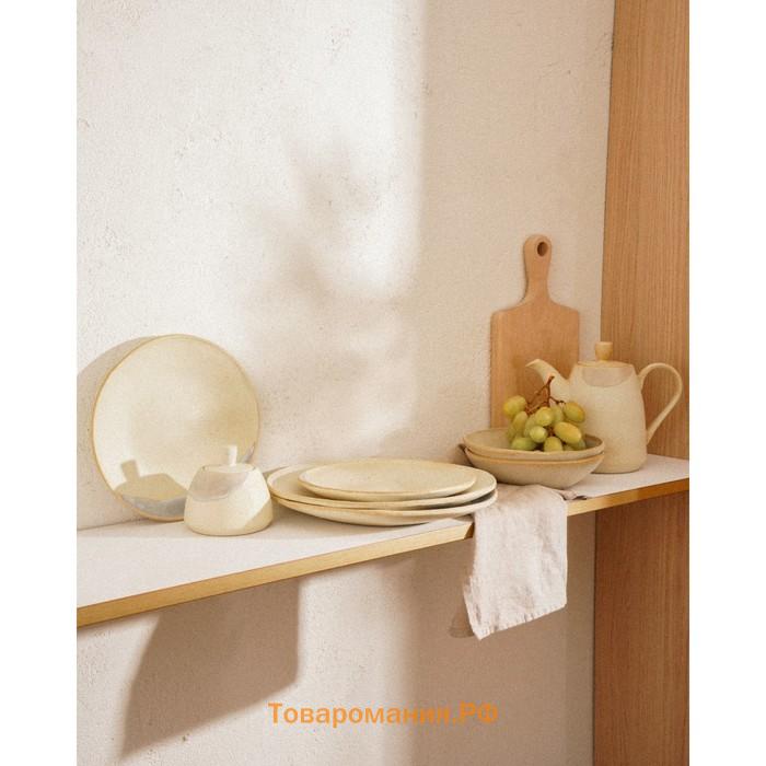 Заварочный чайник SL Home «Волны Сардинии», 1.3 л, 22.5×11×19 см, фарфор, бежевый