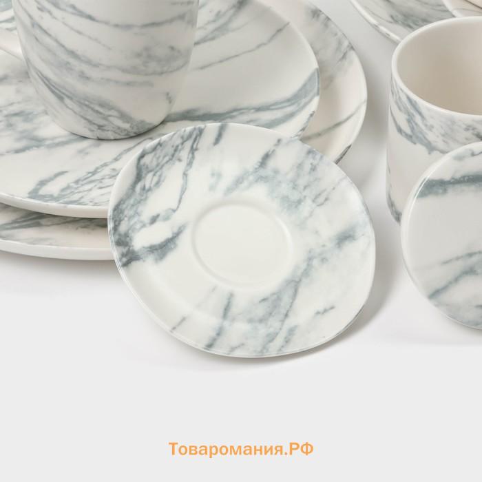 Набор чайный фарфоровый Magistro Real Marble, 4 предмета: 2 чашки 150 мл, 2 блюдца d=12,5 см