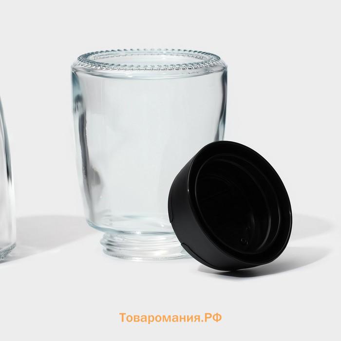 Баночки для специй с пластмассовой крышкой  «Отто», набор 4 шт.: 140 мл, 6.2×8.4 см, стекло
