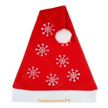 Колпак новогодний «Снежинки» 40×27 см, красный