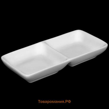 Менажница 2 ячейки Wilmax, 60 мл, 14.5×7.5 см, фарфор, белая