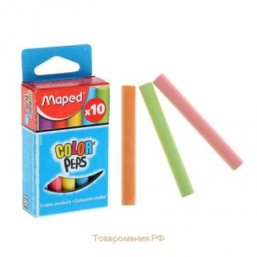 Мелки цветные Maped Color Peps, в наборе 10 штук, круглые, специальная формула "без грязи"