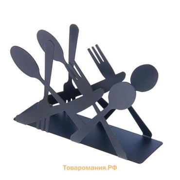 Салфетница  «Приборы», 13.5×4.5×9.5 см, чёрная