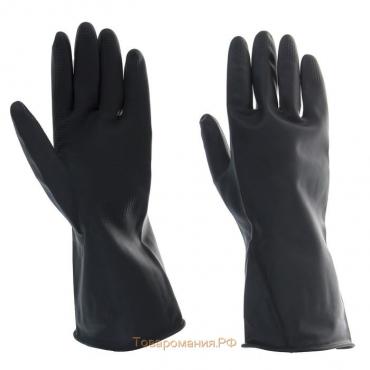 Перчатки хозяйственные резиновые, размер L, защитные, химически стойкие, 100 гр, цвет чёрный