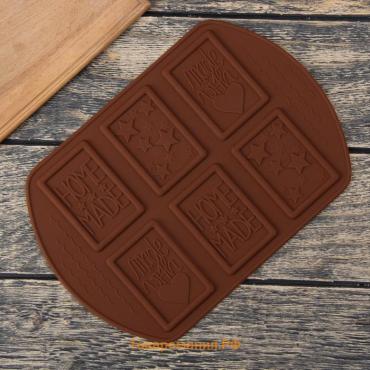 Форма для шоколада  Home made, силикон, 26×18×0.5 см, 6 ячеек (7.5×5.2 см), МИКС