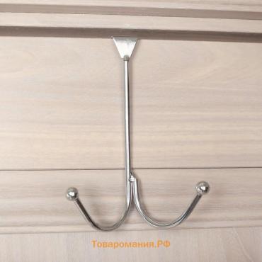 Вешалка на дверь  «Лайт», 2 крючка, 16.5×5×9.5 см, хром