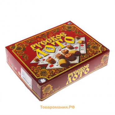 Русское лото деревянное «Семейное», 24 карточки, 50 фишек, 90 бочонков