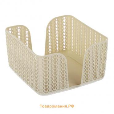 Салфетница IDEA «Вязание», пластик, 14×14×8.5 см, белая