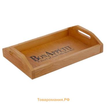 Поднос деревянный с декором , с покрытием, 30×20×6 см, сосна
