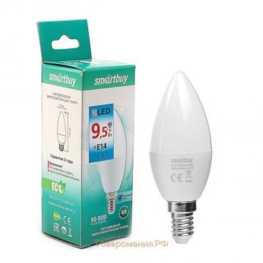 Лампа светодиодная Smartbuy, Е14, C37, 9.5 Вт, 6000 К, холодный белый свет