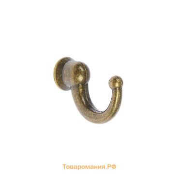 Крючок мебельный ТУНДРА TKO022, однорожковый, бронза, 25 шт.