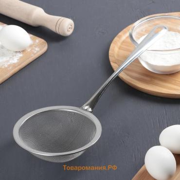Сито для просеивания с ручкой  «Фире», d=13 см, нержавеющая сталь, серебристое