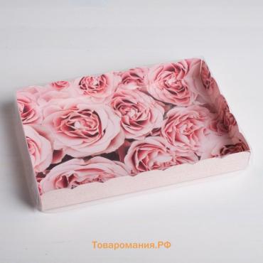 Коробка для печенья, кондитерская упаковка с пластиковой крышкой, My best wishes, 22 х 15 х 3 см