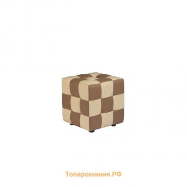 Пуф Кубик-рубик 40х40х45 см Бежево-коричневая Экокожа