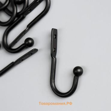 Крючок металл "С шариком" чёрный 4,9х2,5 см
