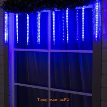 Гирлянда «Сосульки рифленые» 2.5 × 0.42 м, IP65, прозрачная нить, 288 LED, свечение синее с эффектом стекания, 12 В