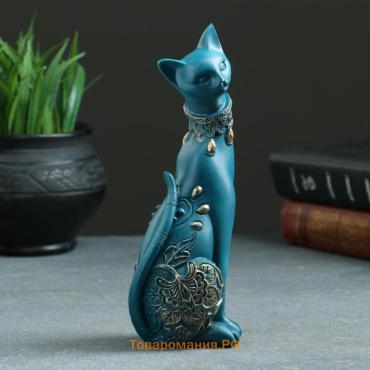 Фигурка полистоун «Кошка», синяя, 20×8 см