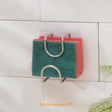 Держатель универсальный на липучке, 7×6×7 см, хром