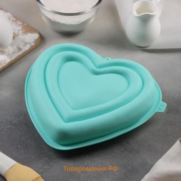 Форма для муссовых десертов и выпечки «Сердце», силикон, 22×20×7 см, цвет МИКС