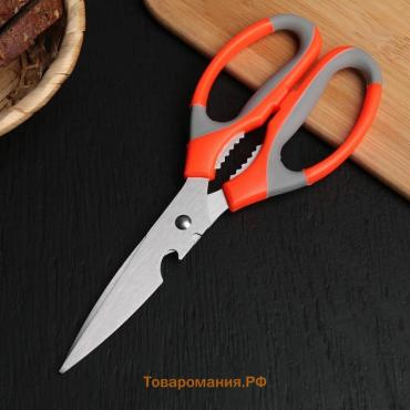 Ножницы кухонные  «Драйв», 22 см, с открывалкой для бутылки, МИКС