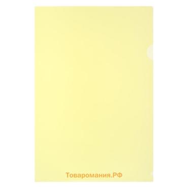 Папка-уголок А4, 180 мкм, Calligrata, прозрачная, жёлтая