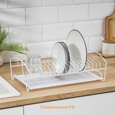 Сушилка для посуды с поддоном, 39×25×12 см, цвет белый