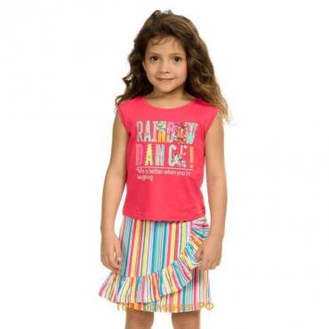 Комплект из футболки и юбки для девочек, рост 86 см, цвет малиновый