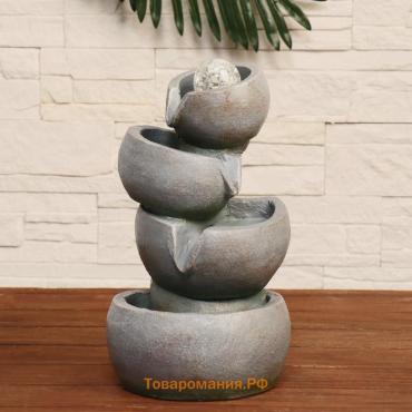 Фонтан настольный «Перелив», чаши, 19×15×33.5 см, с подсветкой