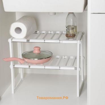 Полка под раковину раздвижная, 26×50(70)×38 см, белая