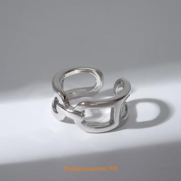 Кольцо "Завитки" соприкосновение, цвет серебро, безразмерное
