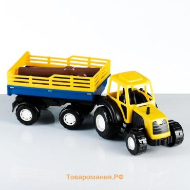 Трактор «Сельхоз», с прицепом, 42×13×13 см, МИКС