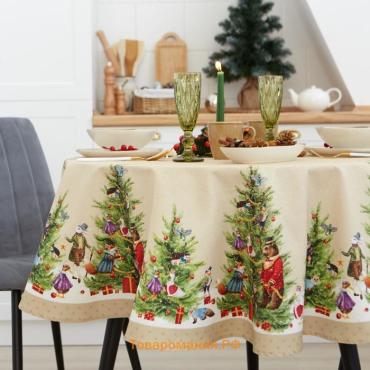 Скатерть новогодняя "" "Noble Christmas" d=150см +/-3см с ГМВО, 100%хл, саржа 190 гр/м2