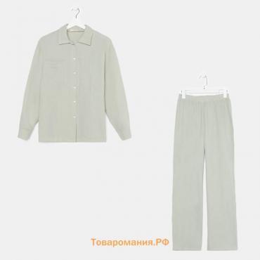 Пижама женская (рубашка и брюки) KAFTAN "Basic" размер 48-50, цвет зелёный