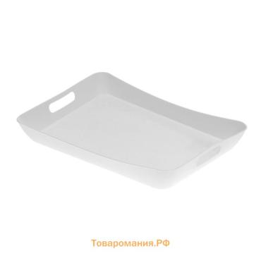 Поднос с ручками BEROSSI «Рондо», пластик, 42.2×28.2×5.2 см, белый