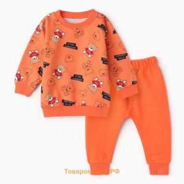 Комплект детский (свитшот,брюки), цвет оранжевый, рост 86 см